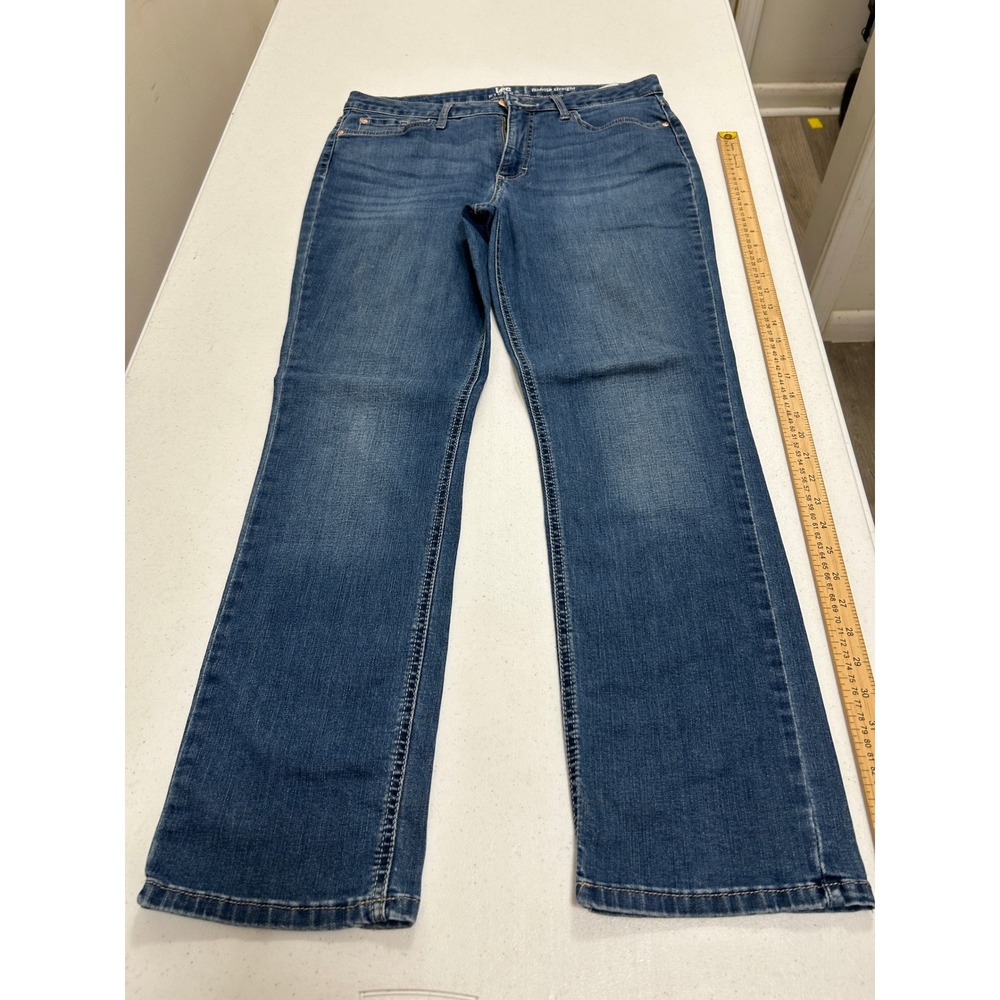 Lee Riders Midrise Straight Leg Jeans Blue Denim Womens 14M 1STMFW5